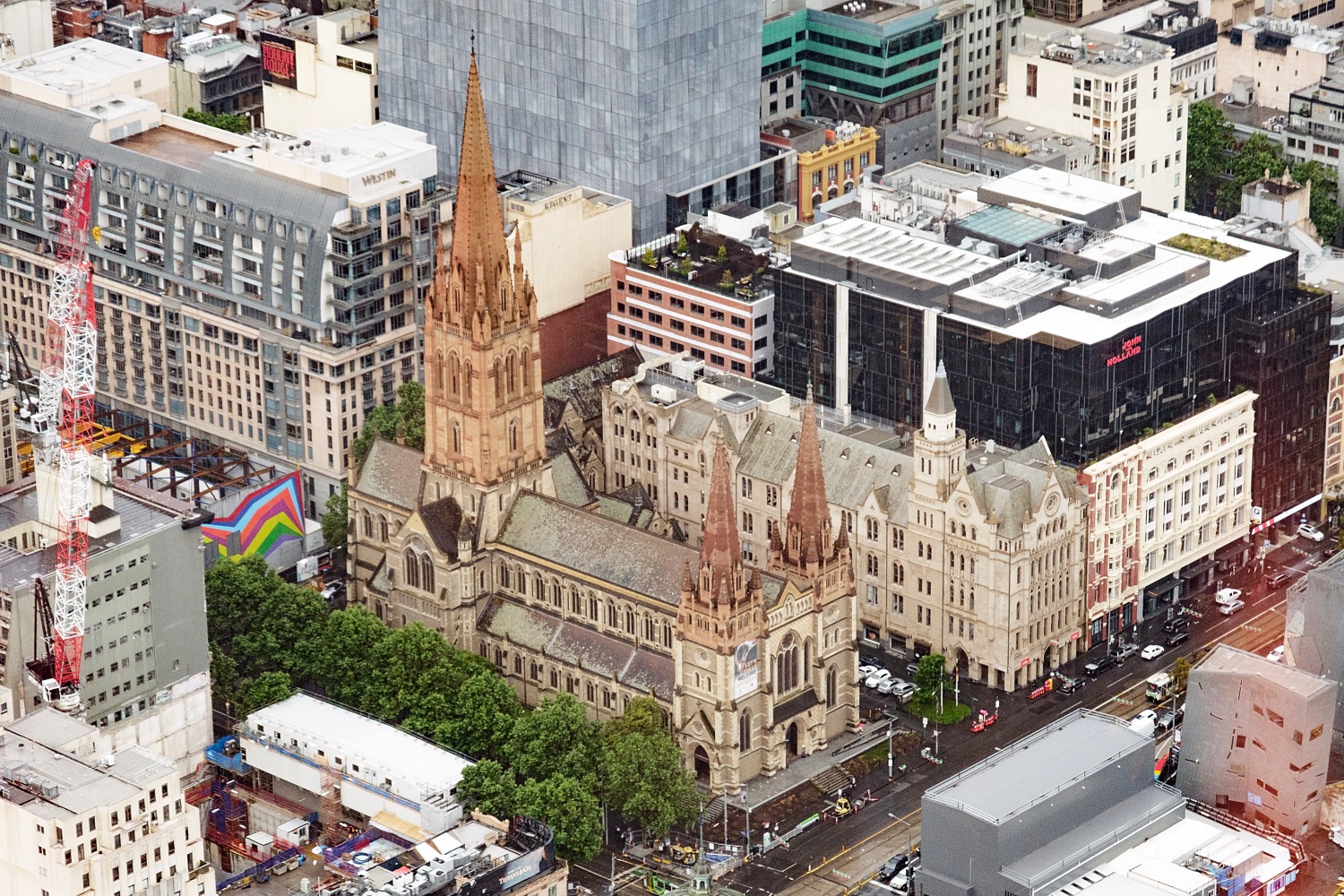 Melbourne, views of St. Patrick's Cathedral from the Eureka Tower