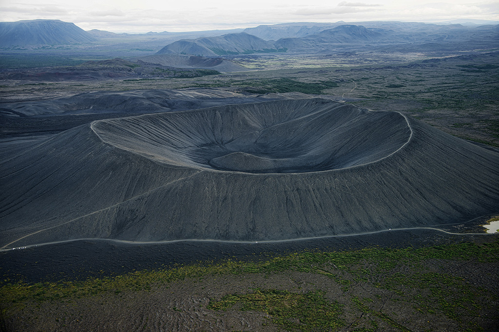 Hverfell volcanic cone, aerial view
