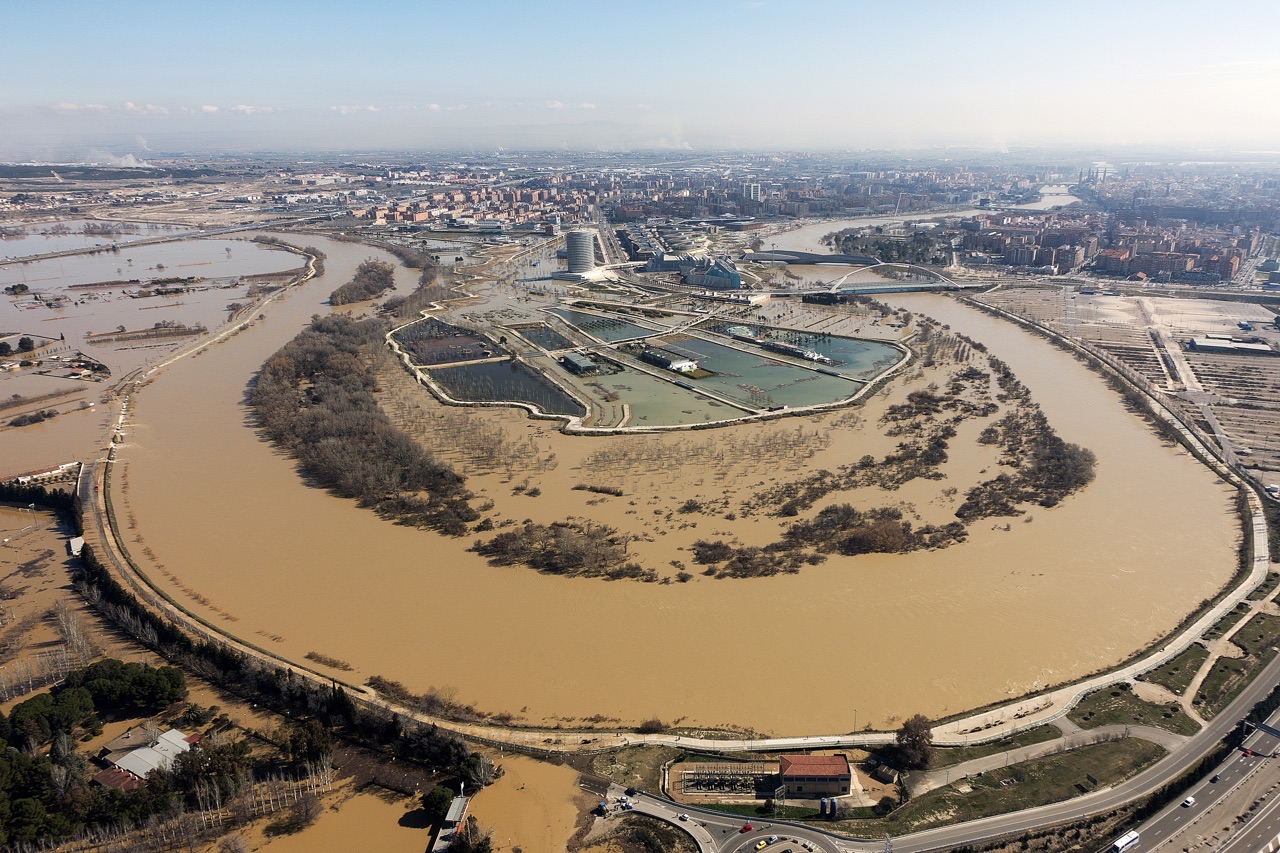 Ranillas meander, flood of the Ebro in February 2015 (Zaragoza)